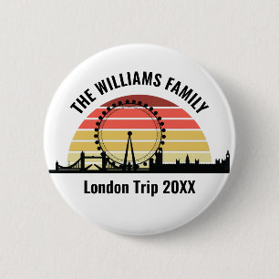 Macaron Rond 5 Cm Londres Angleterre Sunset Custom Family Trip