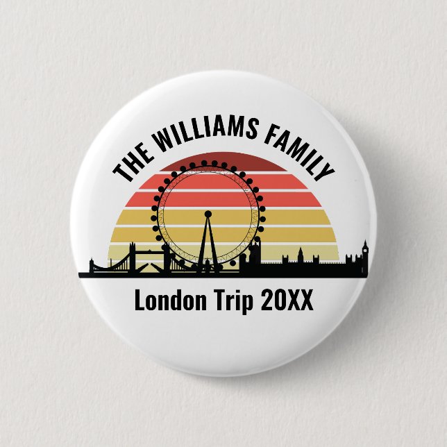 Macaron Rond 5 Cm Londres Angleterre Sunset Custom Family Trip (Devant)
