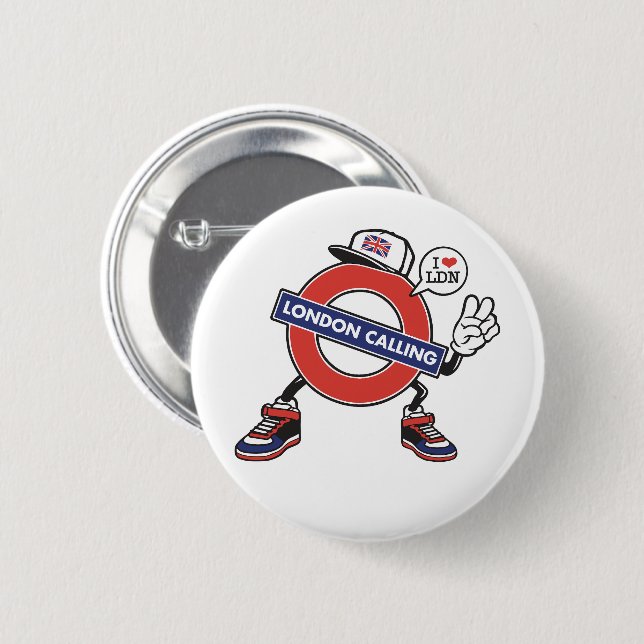 Macaron Rond 5 Cm Londres Calling (Devant & derrière)