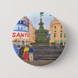 Macaron Rond 5 Cm Londres, Piccadilly Circus
