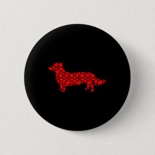 Macaron Rond 5 Cm Long Haired Dachshund Chien mignon Silhouette Coeu