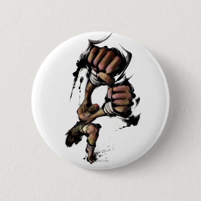 Macaron Rond 5 Cm Long poinçon de Dhalsim (Devant)