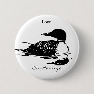 Macaron Rond 5 Cm Loon Swimming Bird Art Thunder_Cove