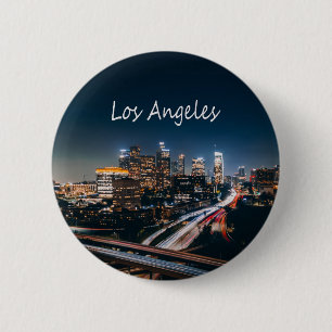 Macaron Rond 5 Cm Los Angeles California City Skyline la nuit