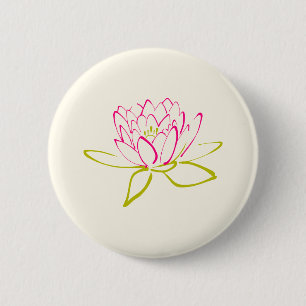 Macaron Rond 5 Cm Lotus Flower / Water Lily Illustration