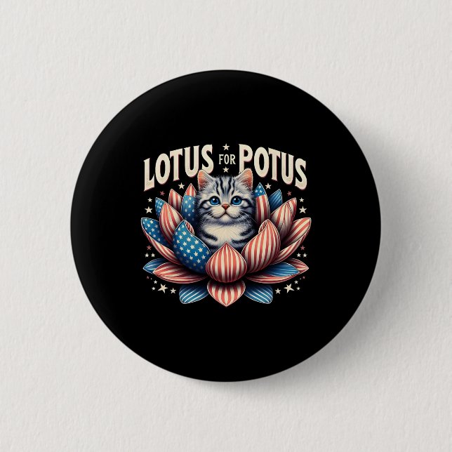 Macaron Rond 5 Cm Lotus pour Potus Drapeau américain Amoureux des ch (Devant)