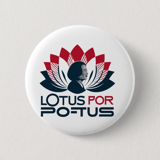 Macaron Rond 5 Cm Lotus pour POTUS Kamala Harris 2024 (Devant)