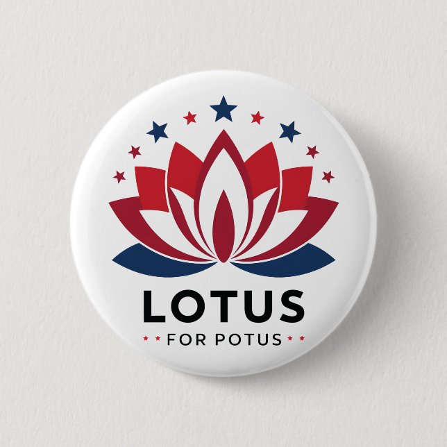 Macaron Rond 5 Cm Lotus pour POTUS Kamala Harris 2024 (Devant)