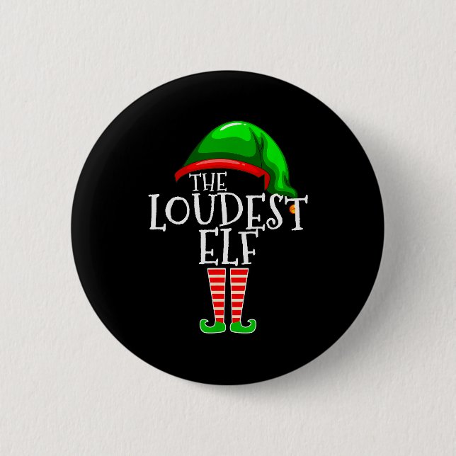 Macaron Rond 5 Cm Loudest Elf Group Matching Family Christmas Loud F (Devant)