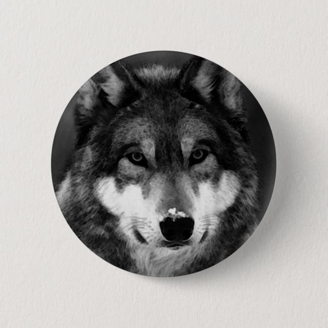 Macaron Rond 5 Cm Loup (Devant)