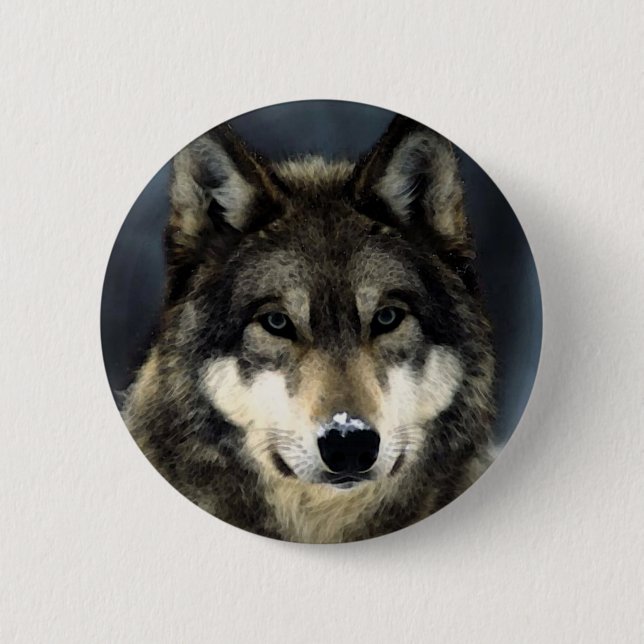 Macaron Rond 5 Cm Loup (Devant)