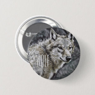 Macaron Rond 5 Cm Loup [Badge Rond en Boîte]