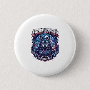 Macaron Rond 5 Cm Loup Cyberpunk Futur Liberté Ai Patriotique