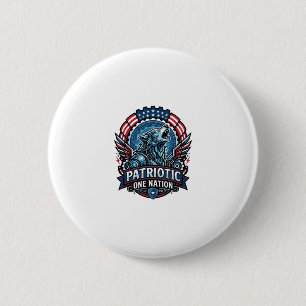 Macaron Rond 5 Cm Loup Cyberpunk Liberté Ai Patriotique Futur Libert