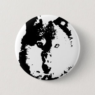 Macaron Rond 5 Cm Loup d'art pop