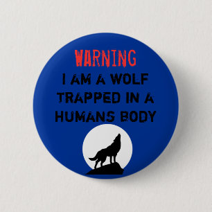 Macaron Rond 5 Cm Loup d'avertissement