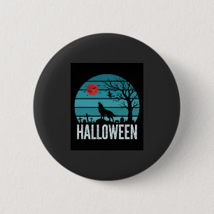 Macaron Rond 5 Cm Loup d'Halloween Cimetière Lune Vecteur