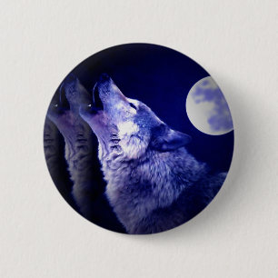 Macaron Rond 5 Cm Loup d'hurlement