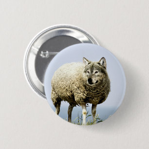 Macaron Rond 5 Cm Loup en vêtements de mouton