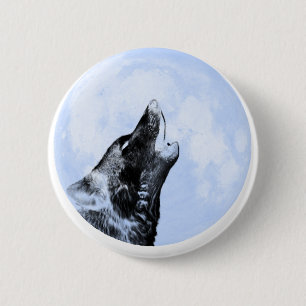 Macaron Rond 5 Cm Loup fantôme hurlant sur la lune