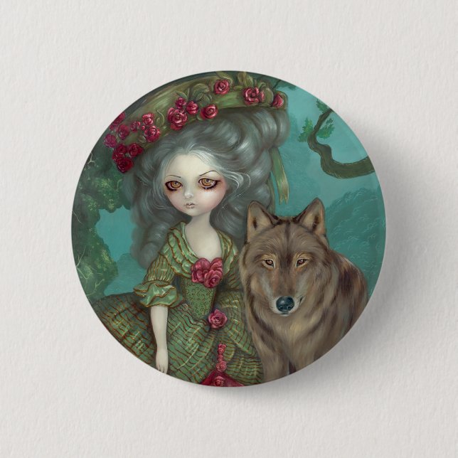Macaron Rond 5 Cm "Loup-Garou :  Bouton de Foret de La" (Devant)