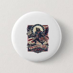 Macaron Rond 5 Cm Loup-garou patriotique Patriote Horreur Monstre Pa