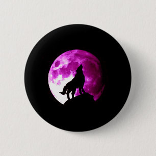 Macaron Rond 5 Cm Loup hurlant à la lune