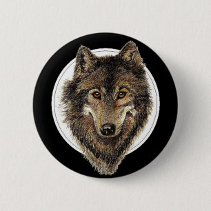 Macaron Rond 5 Cm Loup, Loup, Aquarelle, Animal, Nature