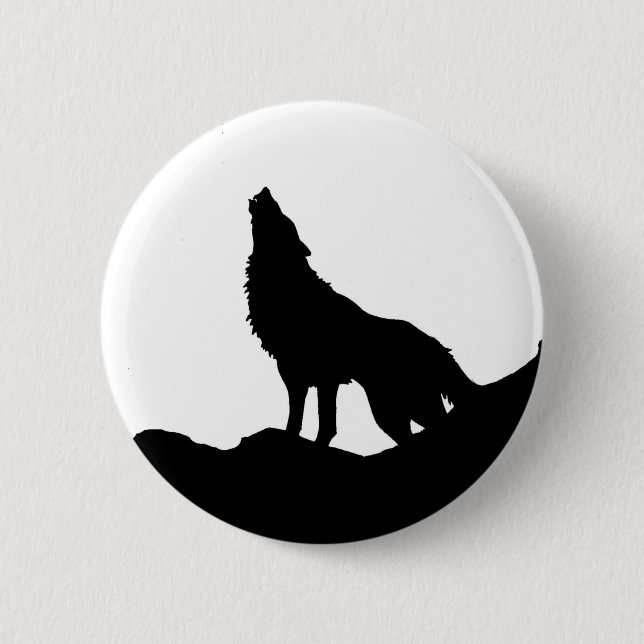 Macaron Rond 5 Cm Loup solitaire debout sur une colline (Devant)