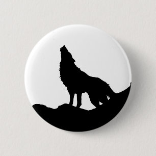 Macaron Rond 5 Cm Loup solitaire se tenant sur une colline