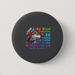 Macaron Rond 5 Cm Loup Soyez Gentil Sensibilisation au Suicide Souti