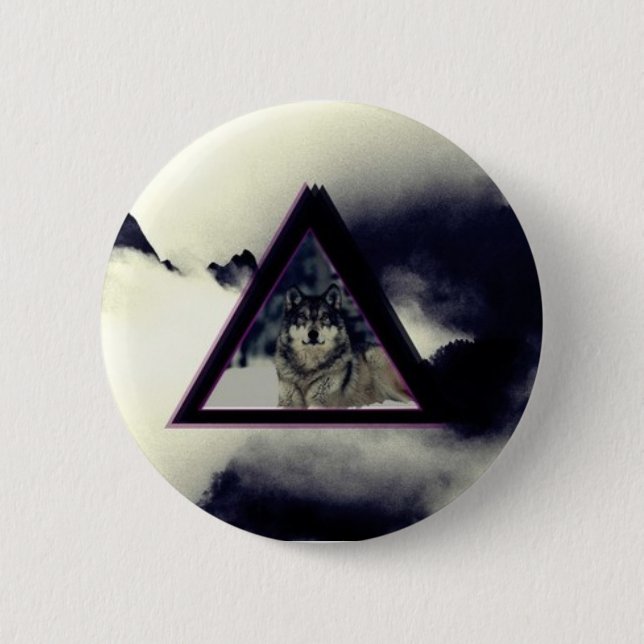 Macaron Rond 5 Cm loup triangle (Devant)