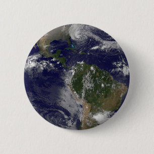 Macaron Rond 5 Cm L'Ouragan Sandy Le Long De La Côte Est Des États-U