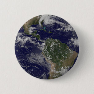 Macaron Rond 5 Cm L'Ouragan Sandy Le Long De La Côte Est Des États-U