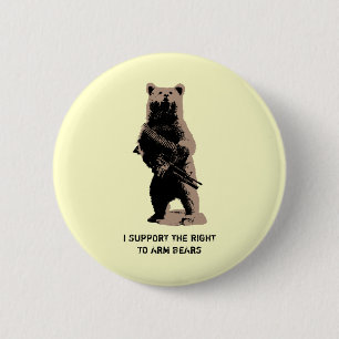 Macaron Rond 5 Cm L'ours arme l'ours gris