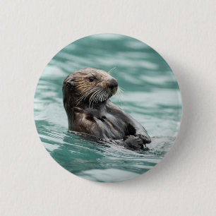 Macaron Rond 5 Cm Loutre de mer de observation