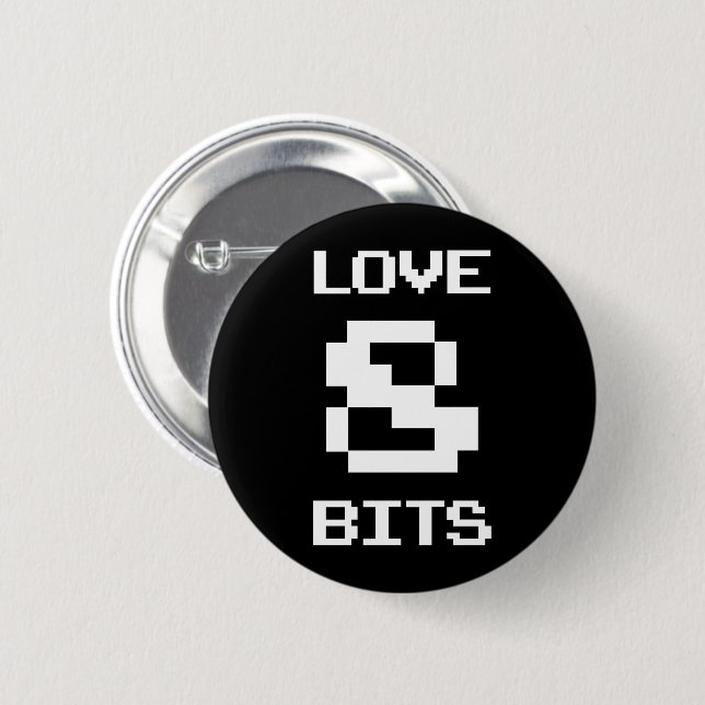 Macaron Rond 5 Cm Love 8 bits (Devant & derrière)