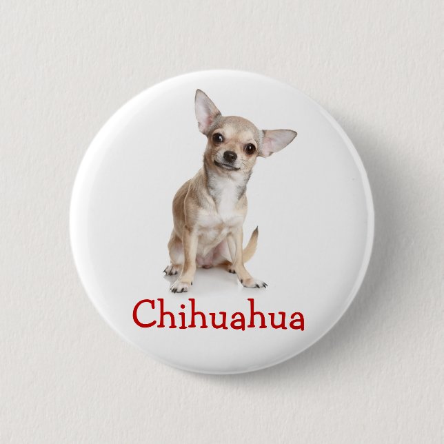 Macaron Rond 5 Cm Love Chihuahua Chiot Puppy Dog Pin (Devant)