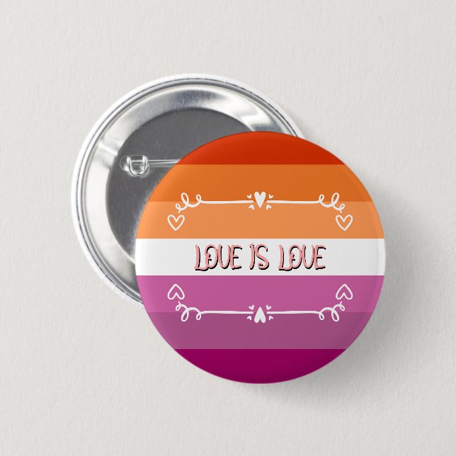 Macaron Rond 5 Cm Love is Love Pride Moth Button (Devant & derrière)