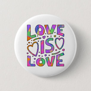 Macaron Rond 5 Cm Love is Love Rainbow Typography