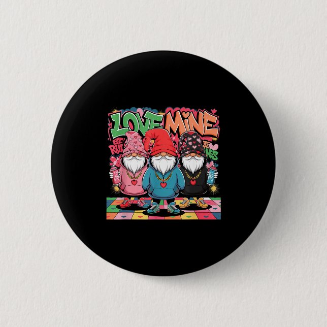 Macaron Rond 5 Cm Love Mine Gnomes Urban Street Art Valentines Graff (Devant)