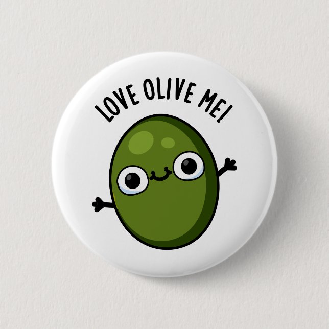 Macaron Rond 5 Cm Love Olive Me Drôle Pun de nourriture (Devant)