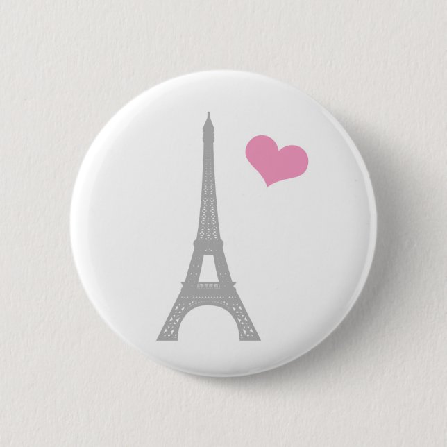 Macaron Rond 5 Cm Love Paris Button Pin (Devant)