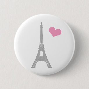 Macaron Rond 5 Cm Love Paris Button Pin