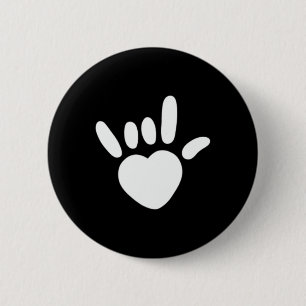 Macaron Rond 5 Cm Love Sign American Sign Language Deaf Awareness He