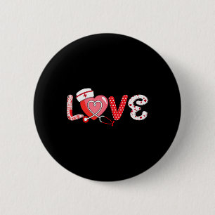 Macaron Rond 5 Cm Love Stethoscope Infirmière Vie Saint Valentin Inf