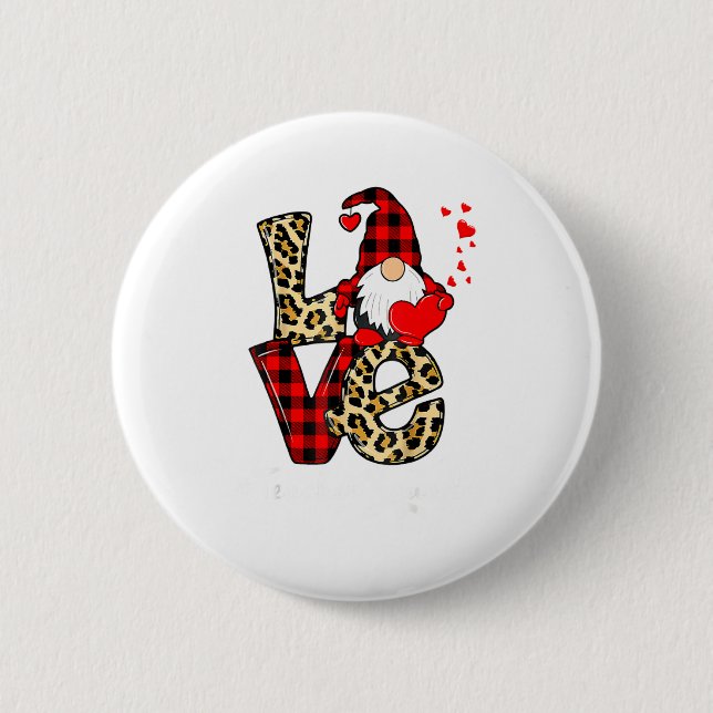 Macaron Rond 5 Cm Love Teacher Squad Gnome Hearts Valentines Gnome T (Devant)