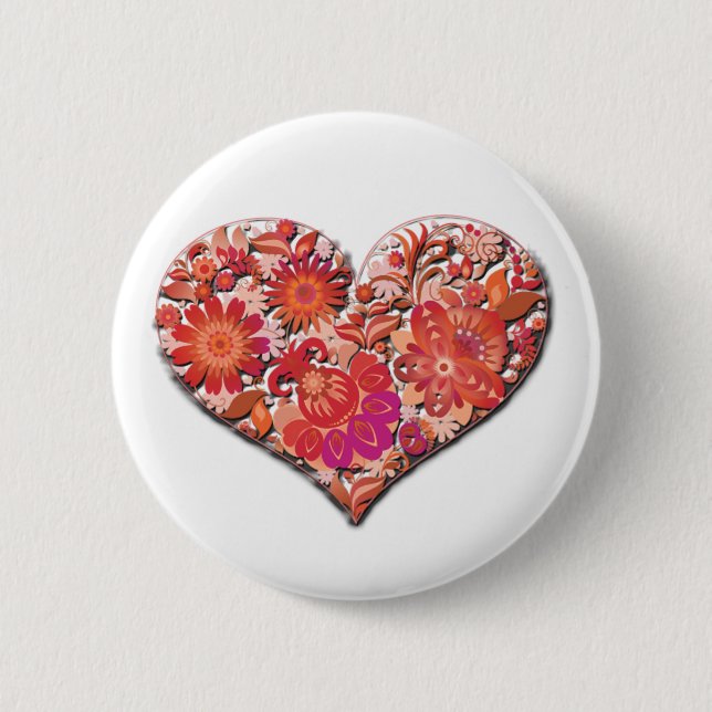 Macaron Rond 5 Cm Love Valentine's Day Red Heart Vector Valentine (Devant)