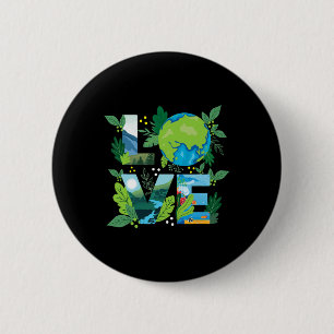Macaron Rond 5 Cm Love World - De l'environnement Protection Jour de