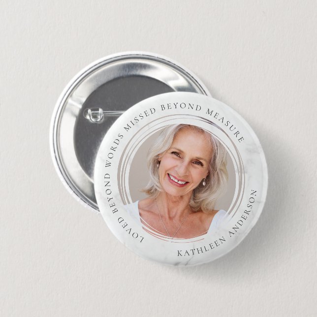 Macaron Rond 5 Cm Loved Beyond Words Missed Beyond Measure Photo (Devant & derrière)